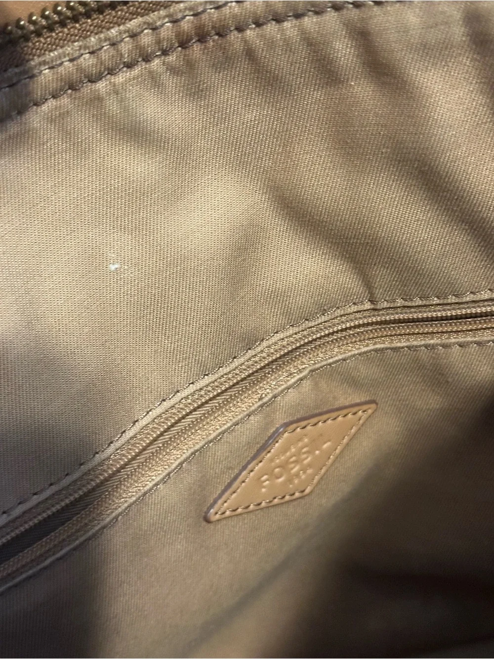 Fossil Black and Tan Patterned Satchel with White Sides